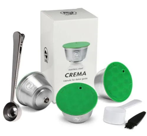 Металлическая многоразовая капсула dolcegusto из нержавеющей стали, совместимая с кофемашиной dolcegusto, многоразовая капсула Dolci - Цвет: Черный