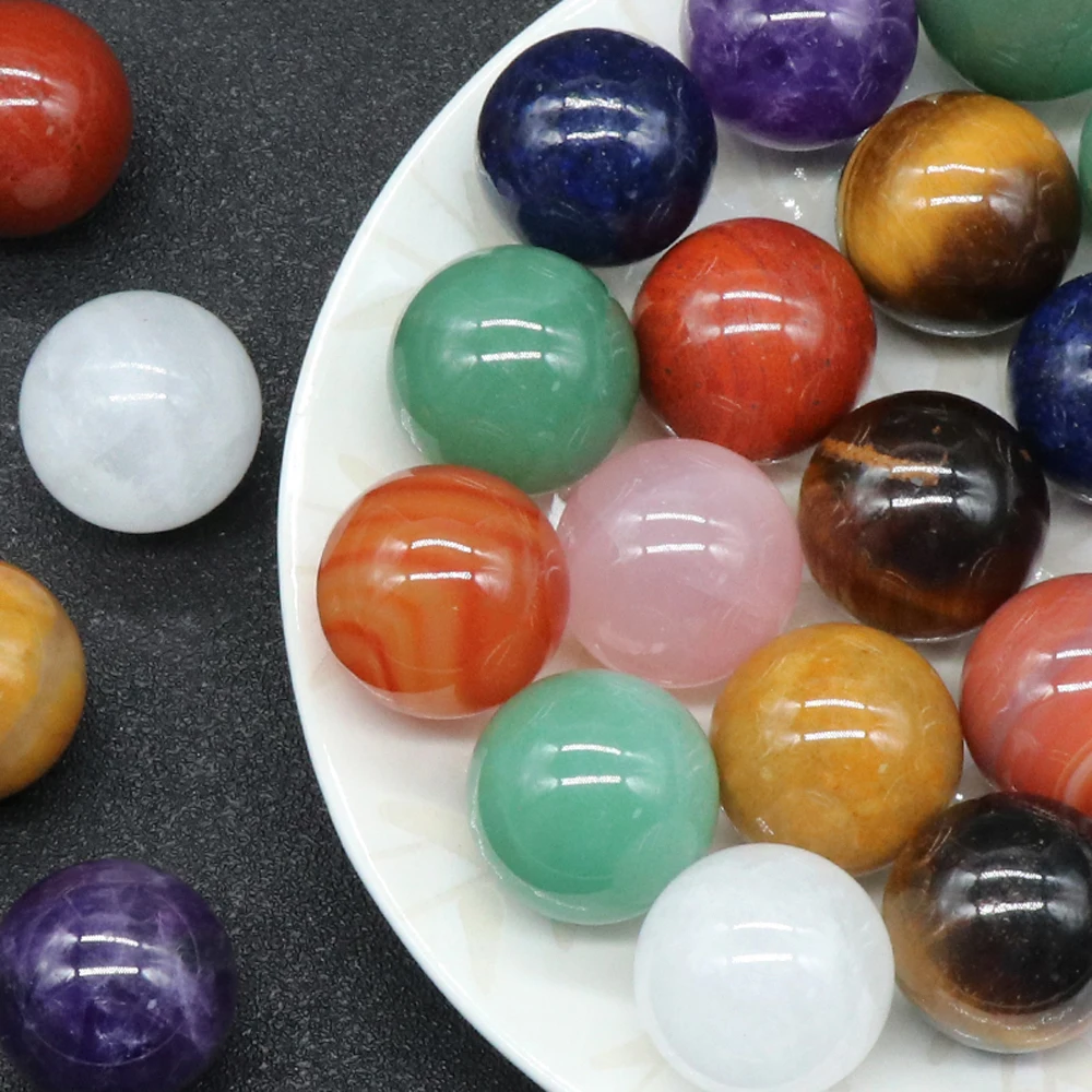 

1PC Natural Stone Healing Bead Round Ball Crystal Quartz Sphere Amethysts Tiger Eye Beads Crafts Collection Home Decor Ornament