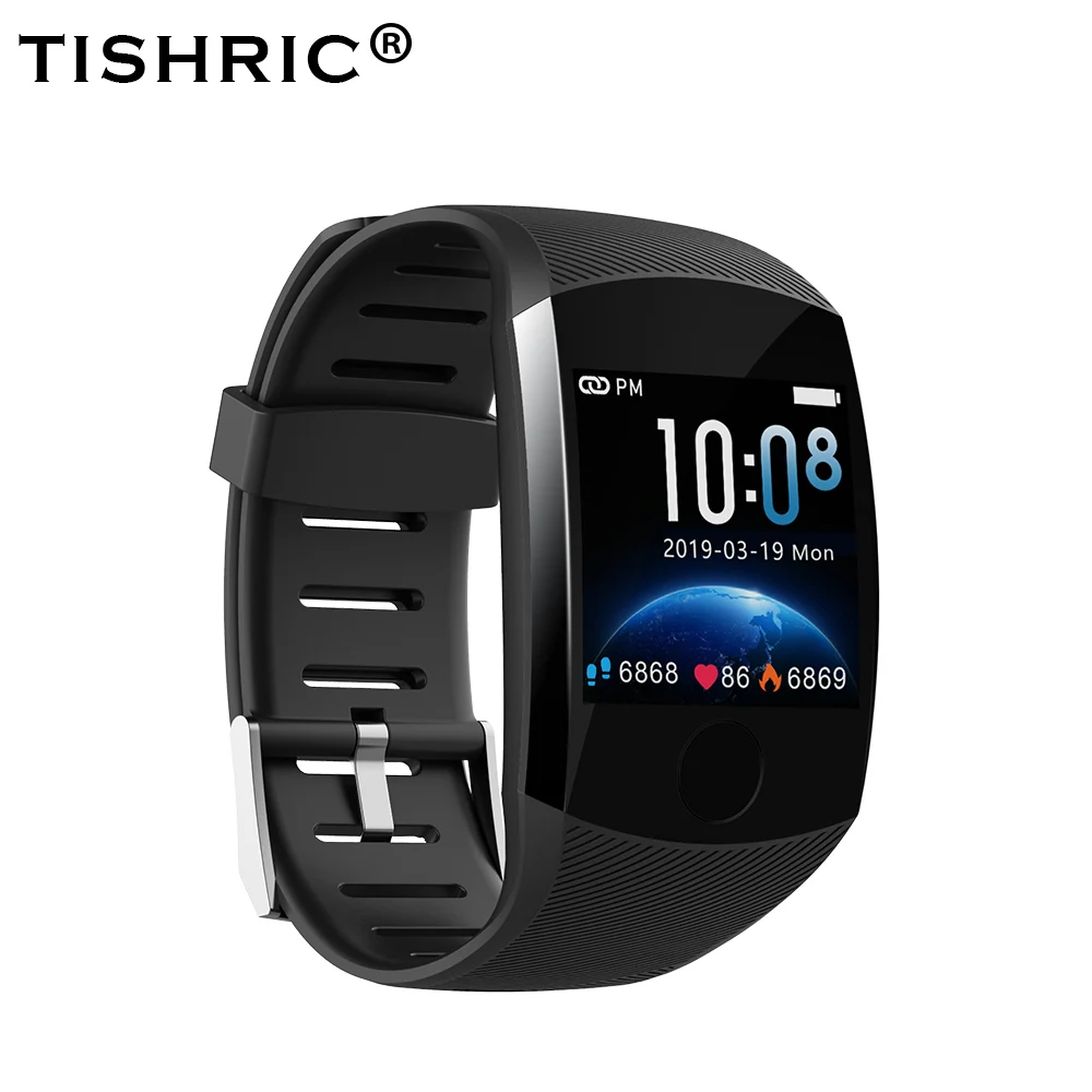 Black TISHRIC Q11 Смарт-часы спортивные фитнес-браслет с Bluetooth Android водонепроницаемый Whatsapp Smartwatch монитор сердечного ритма большой экран - Цвет: Black