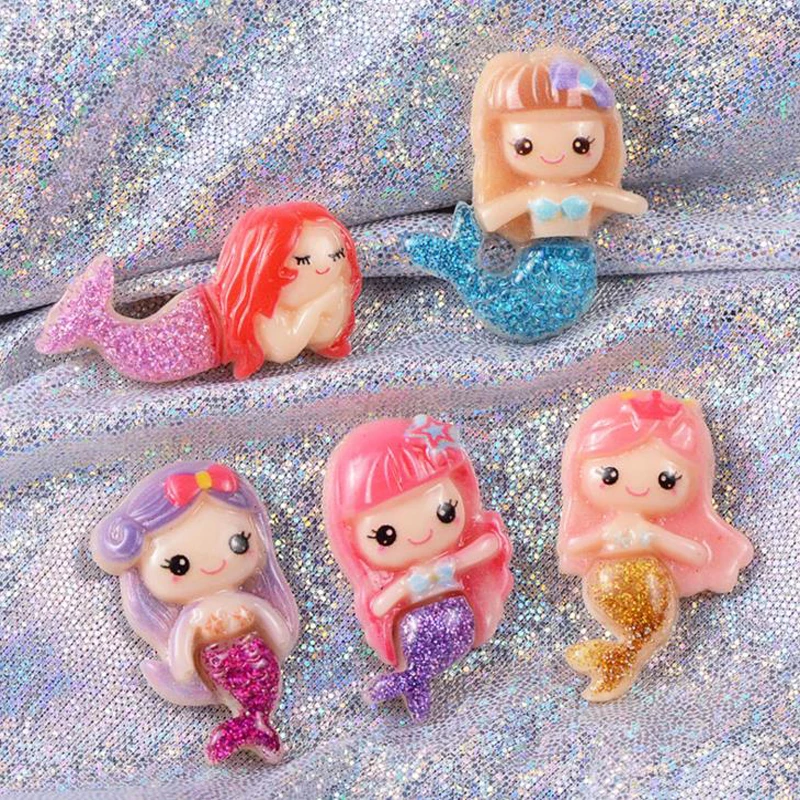 10 шт. Kawaii милый мультфильм DIY смолы патч Русалка фигурка ремесла ящик для хранения волос Аксессуары детские миниатюры