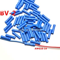 blue bv2 16 14 awg bv 2 100 pcs wiring connecting 16 14 gauge insulated straight wire butt electrical crimp terminal