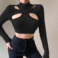 cyber y2k sexy hollow design t shirts tops long sleeve crop top autumn winter women fashion streetwear outfits fairy grunge
