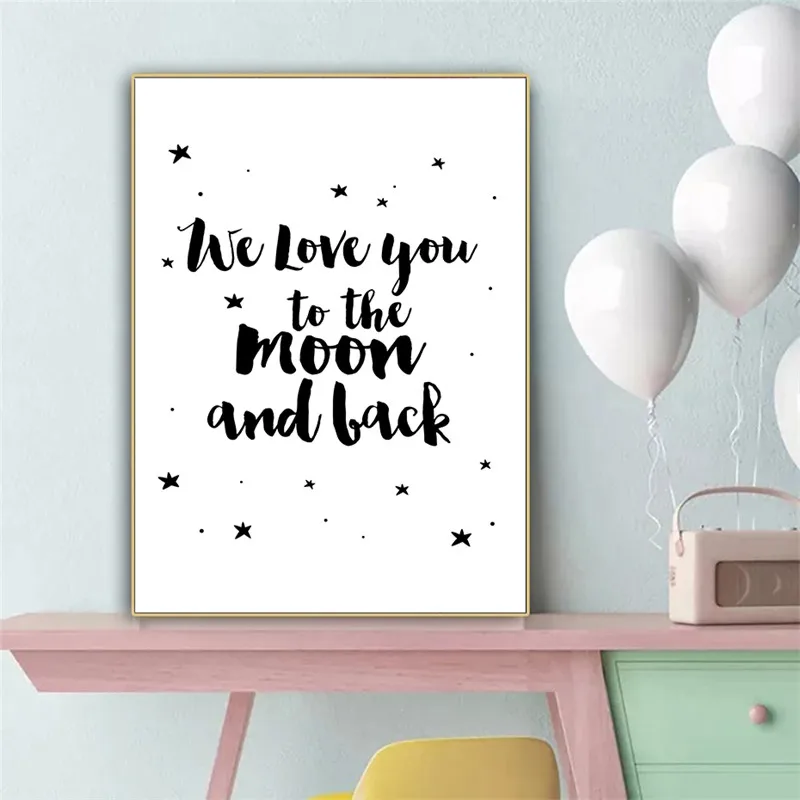 Картина на холсте с надписью I Love You To The Moon And Back TB88|Рисование и каллиграфия| |