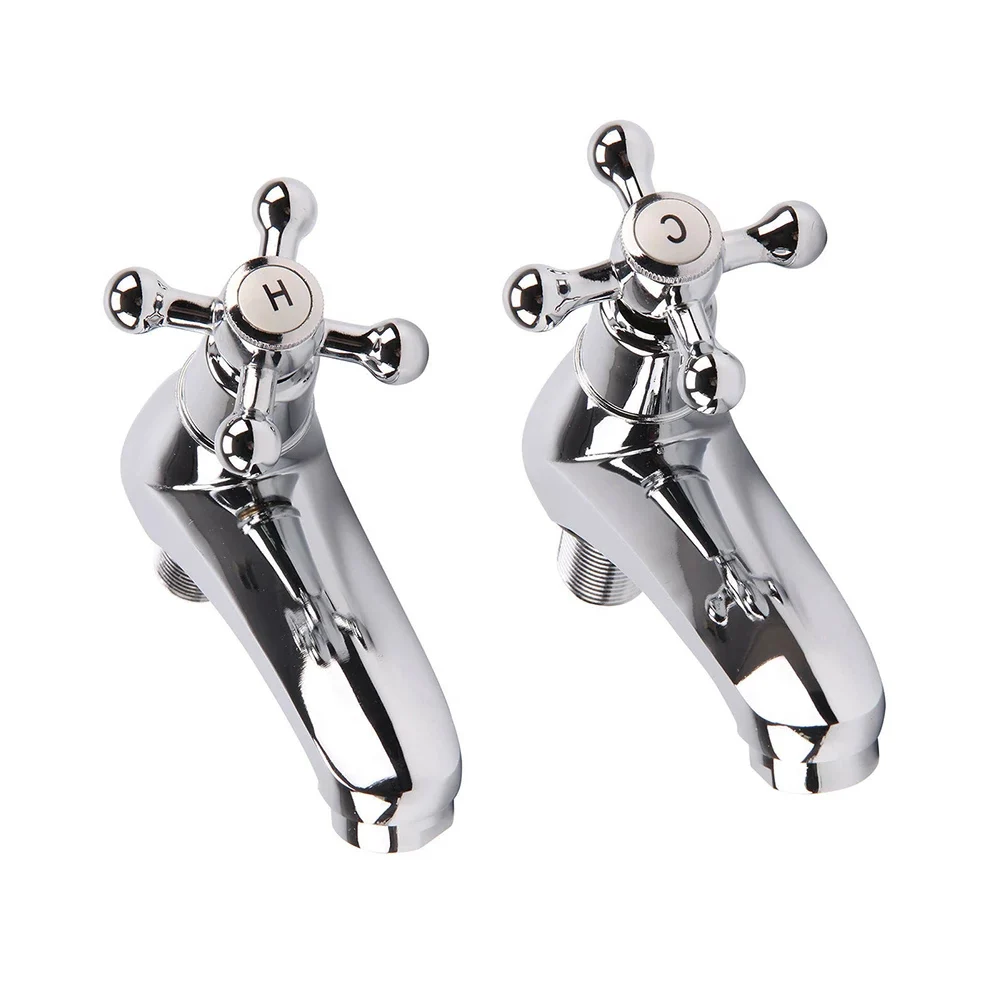 

Bathroom Basin Faucet 2-Piece Chrome-Plated Hot And Cold Faucet Traditional Retro Basin Faucet Household Hotel Faucet