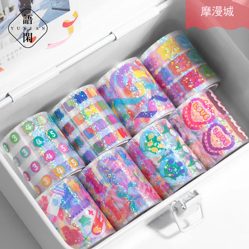 

ПЭТ Лазерная Лента цветная серия фруктоза ручная работа основная ручная учетная запись DIY off тип Материал декоративная наклейка 8 канцелярс...