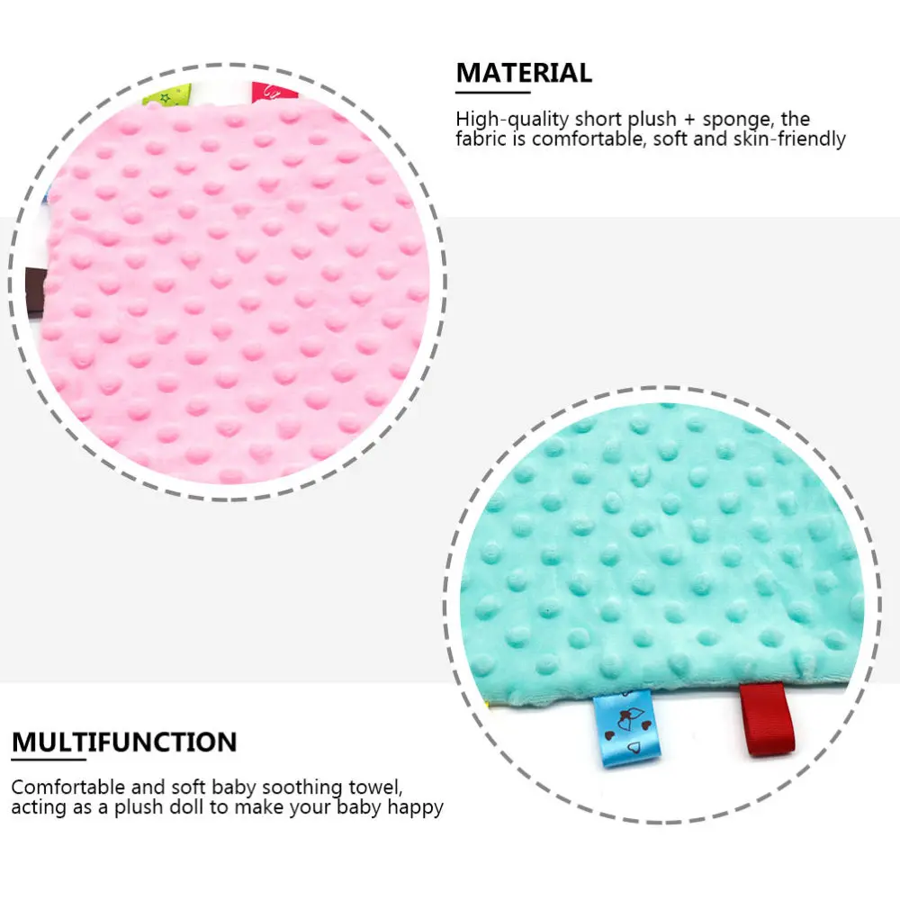 

2PCS Super Knitted Appease Towel Colorful Tag Infant Soothing Handkerchief