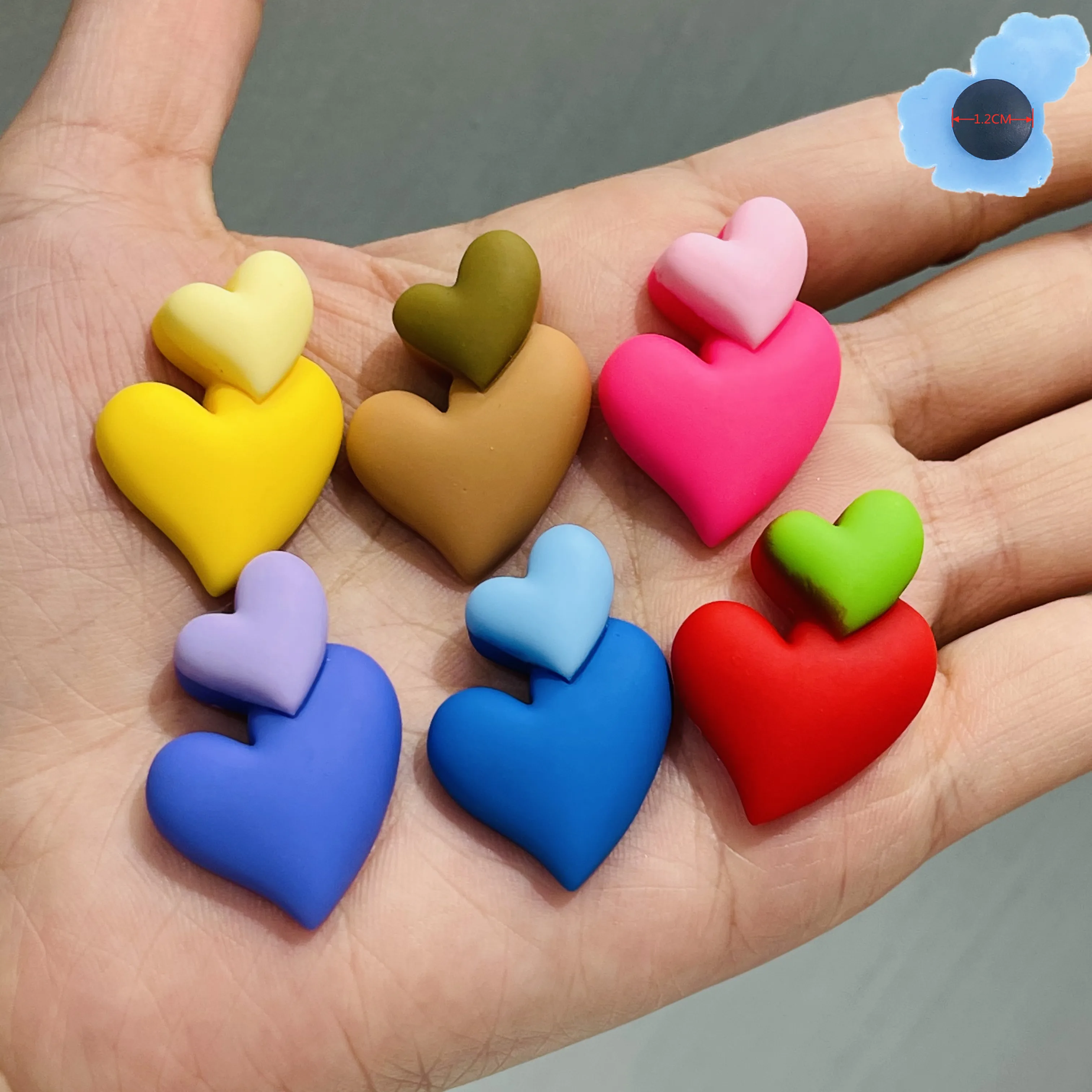 

Single Sale 1pcs Colorful Heart Resin Shoes Accessories Garden Shoes Croc Jibz Charm DIY Bracelet Kids Party Gifts