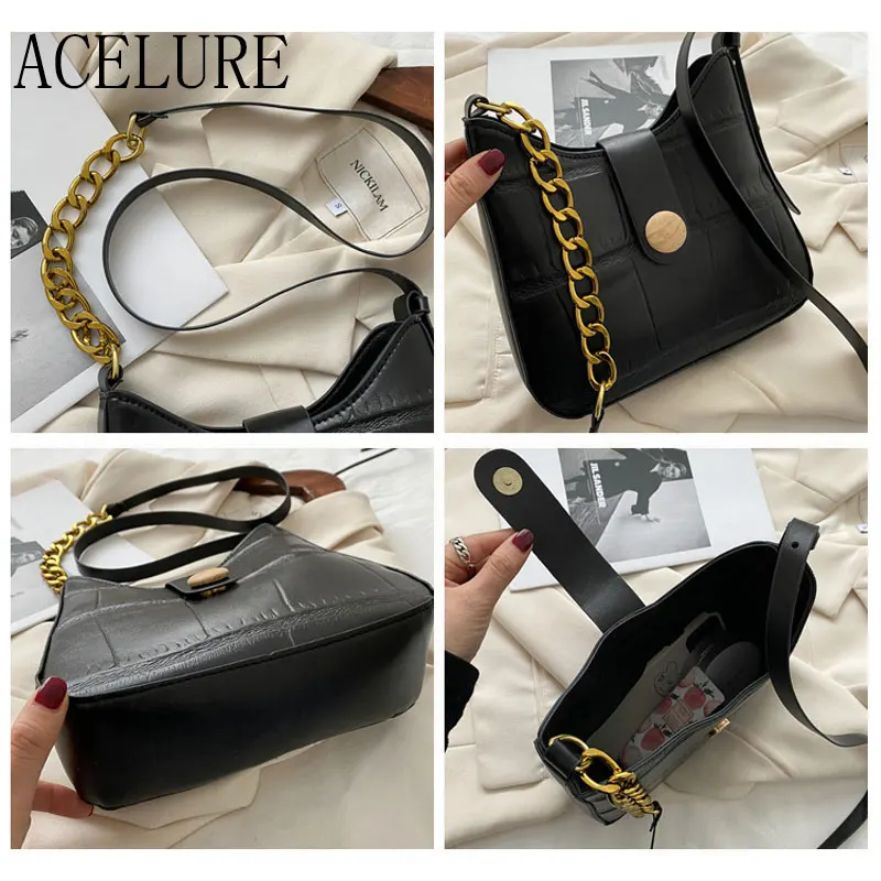 

ACELURE Solid Color All-match Fashion Shoulder Bags for Women High Capacity PU Leather Hasp Messenger Bags Shoppng Purse Tote