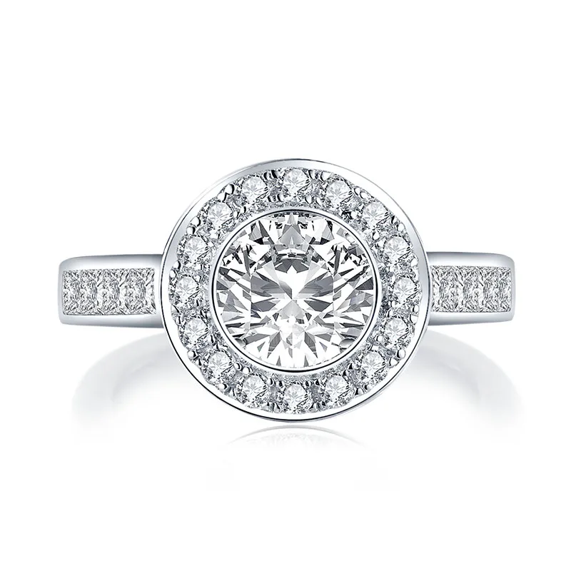AINUOSHI, 925 пробы, серебро 1,25 карат, круглая огранка, Halo, кольца для помолвки, имитация бриллианта, серебряные обручальные кольца, ювелирные изделия, подарки