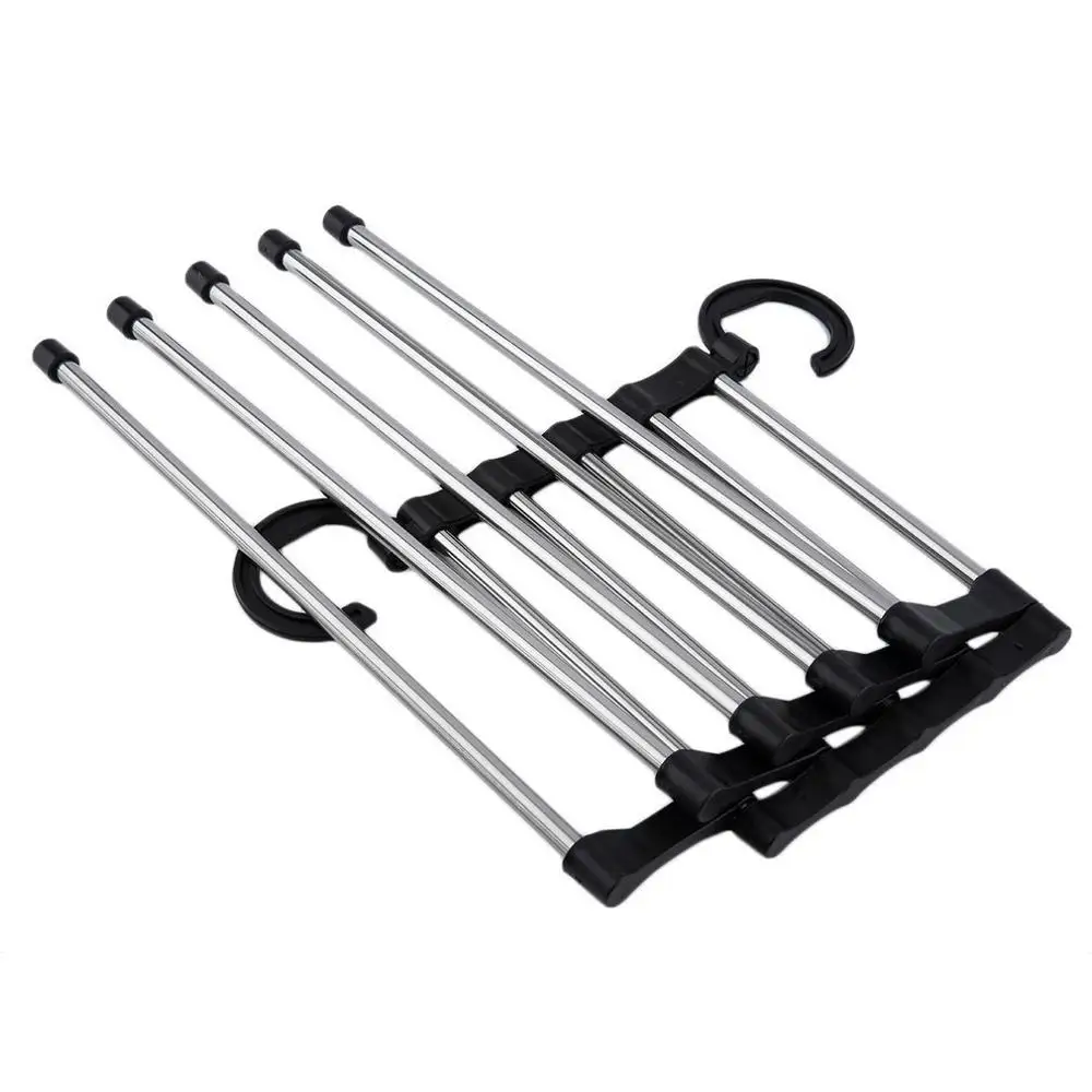 Черный Firm Portable Hand-Held Closet Organizer Trouser Pants Ties Scarf Shawl Rack Hangers for clothes drying rack home decoration - Цвет: Черный