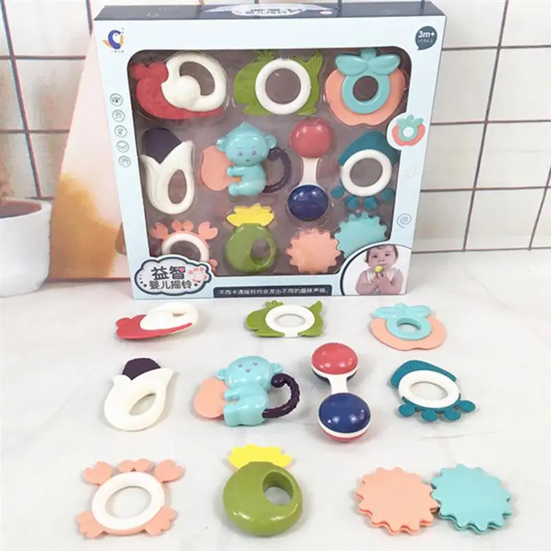 

10Pcs Fun Rattle Stick Toys Plastic Baby Molar Toys Baby Teething Training Tools