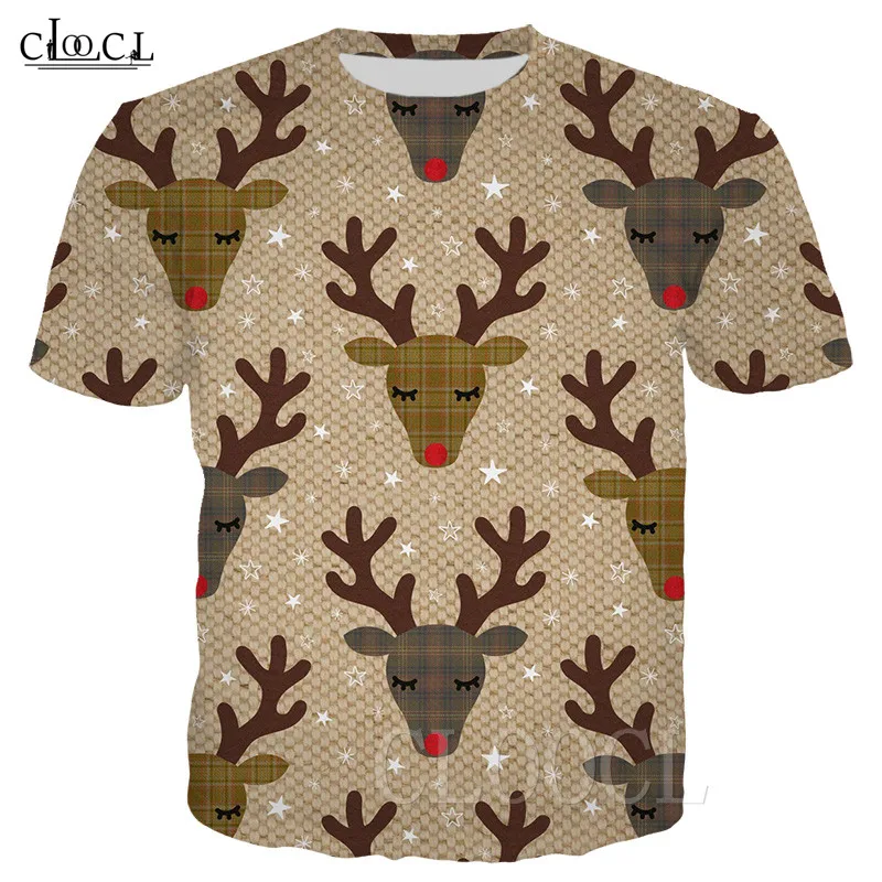 Рождественская Футболка с принтом оленей 3D для мужчин и женщин модная футболка