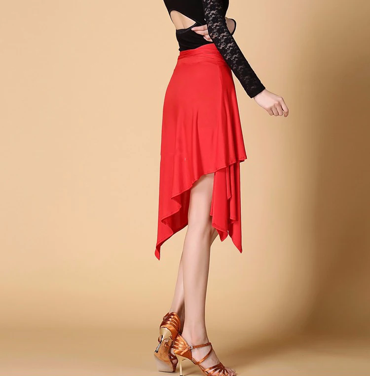 Юбка для латиноамериканских танцев красная черная асимметричная | Тематическая