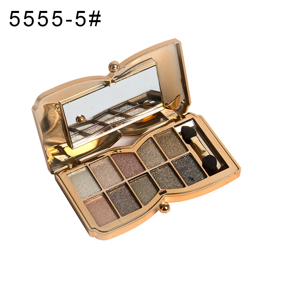 Colour Geometry 10 Colors Shimmering Glitter Eyeshadow Makeup Palette with Brush |