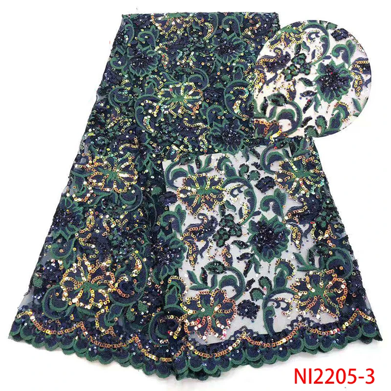 Вышивка африканская кружевная ткань темно синие и зеленые блестки кружевные