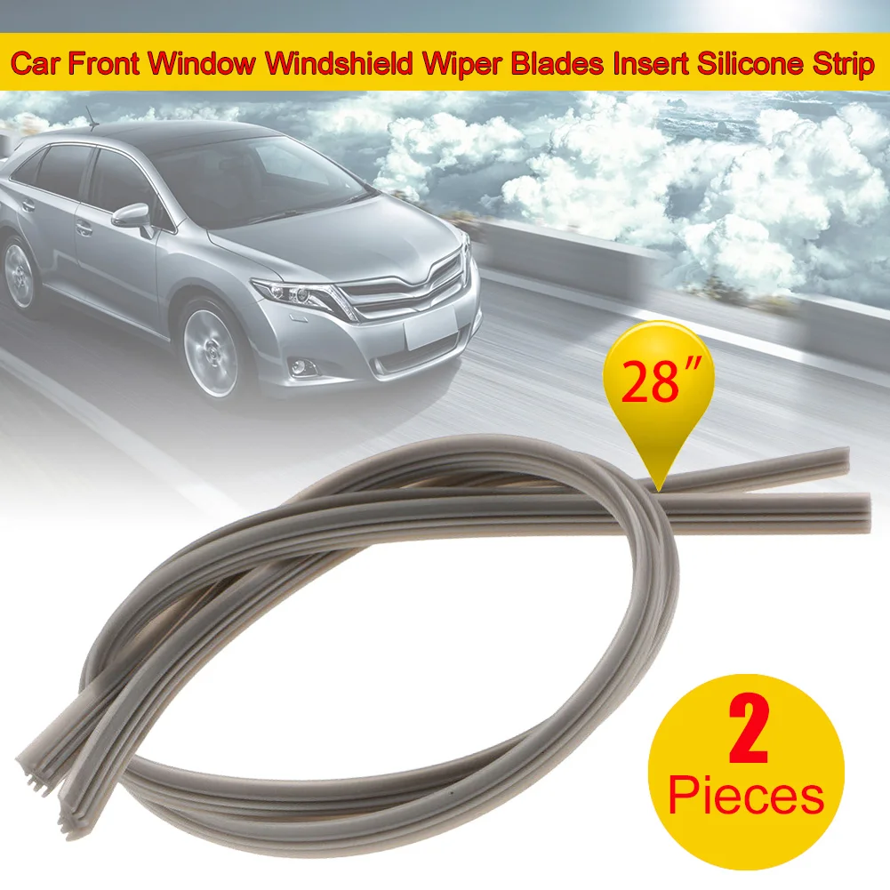 

2Pcs Silicone Strip 6 mm 28 inch Car Window Wiper Blade Strip Boneless Wiper Car Front Window Windshield Wiper Blades Insert