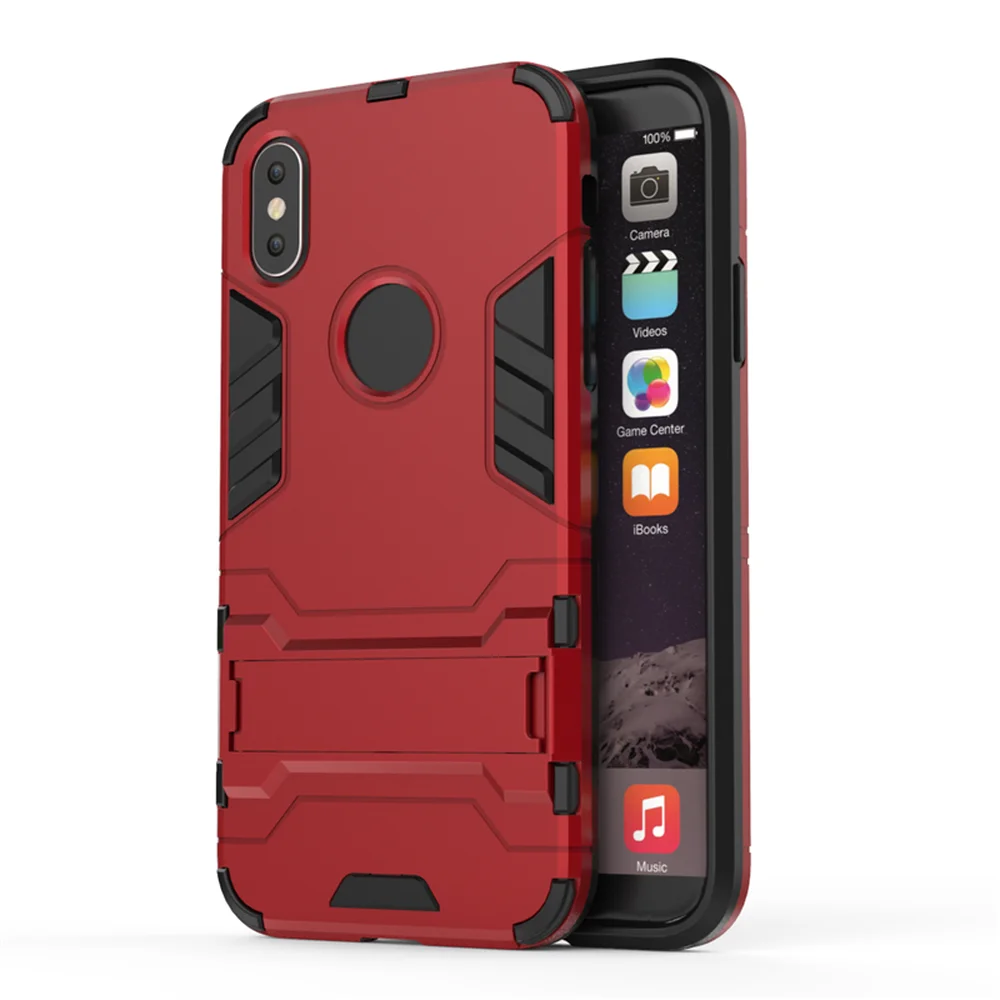for iPhone 11 Pro X XS MAX XR 6 6S 7 8 Plus Hybrid PC TPU Tough Defender Armor Case Shockproof Stand Holder Phone Cover Shell |