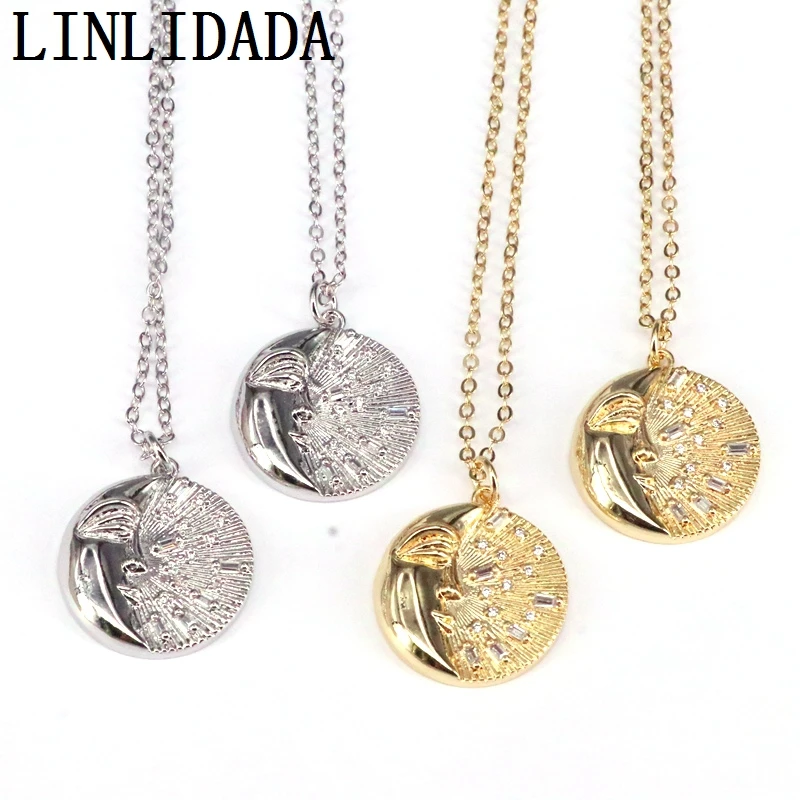 

10Pcs Necklace 2020 Women Men Delicate Chain Round Cz Pendant Necklace For Women Fashion Jewelry