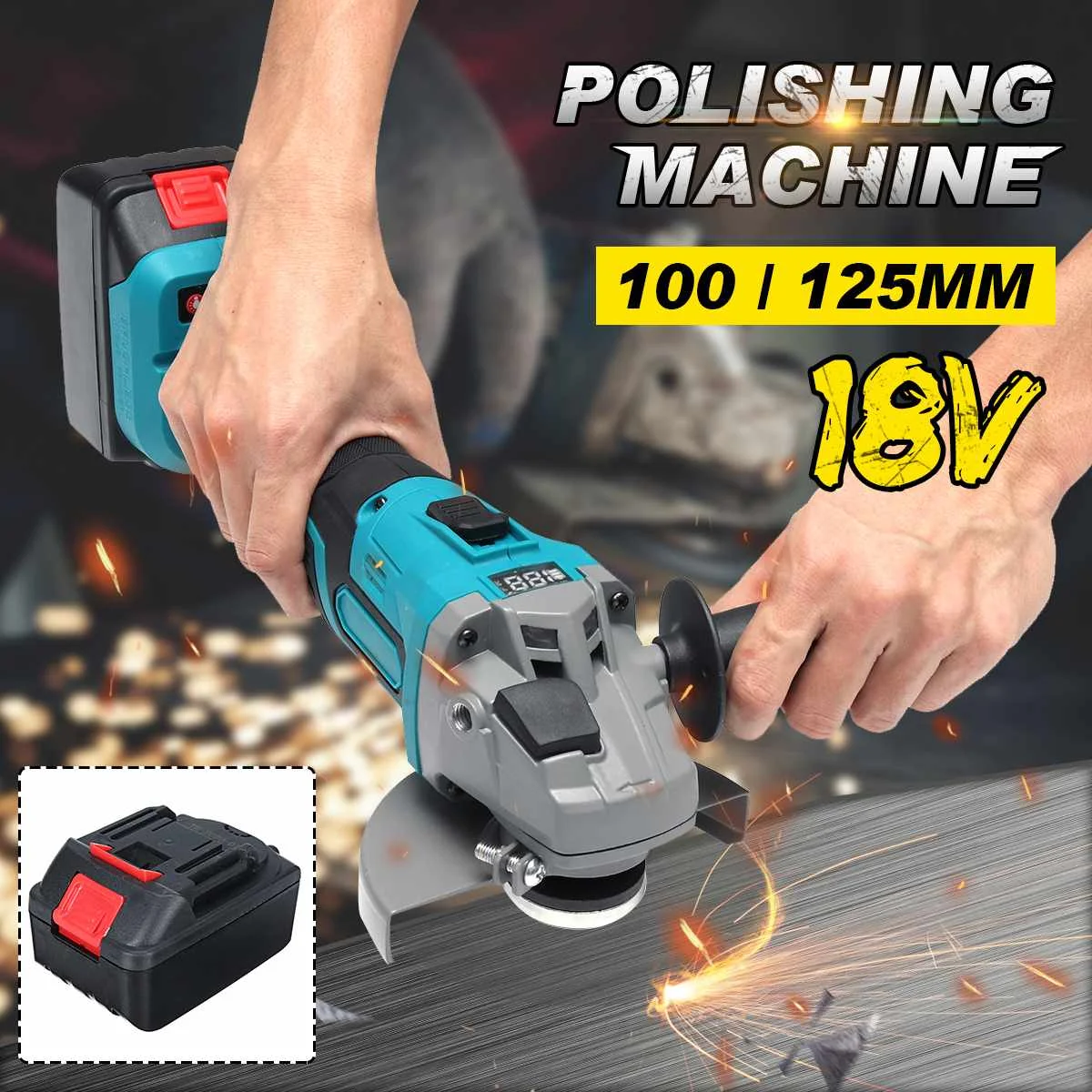 

1000W 125mm 100mm Electric Angle Grinder 4000mAh Lithium-Ion Battery Machine Cordless Cutting Polishing Grinding Power Tools