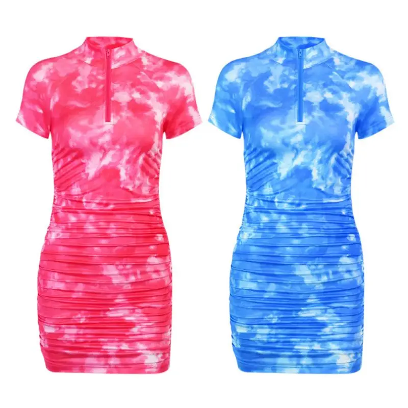 

Женское летнее Плиссированное облегающее мини-платье с коротким рукавом и рюшами яркий зажим для галстука с принтом пикантная водолазка на...