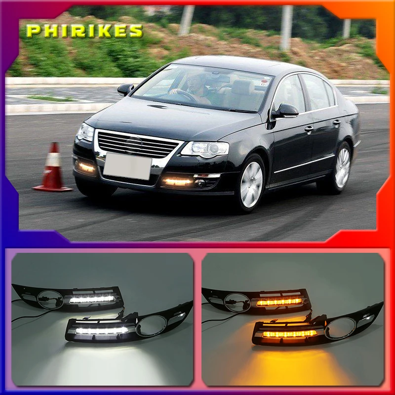 

2 шт. автомобиля светодиодный DRL Дневной светильник для Volkswagen VW Passat B6 2005 2006 2007 2008 2009 2010 2011 противотуманных фар