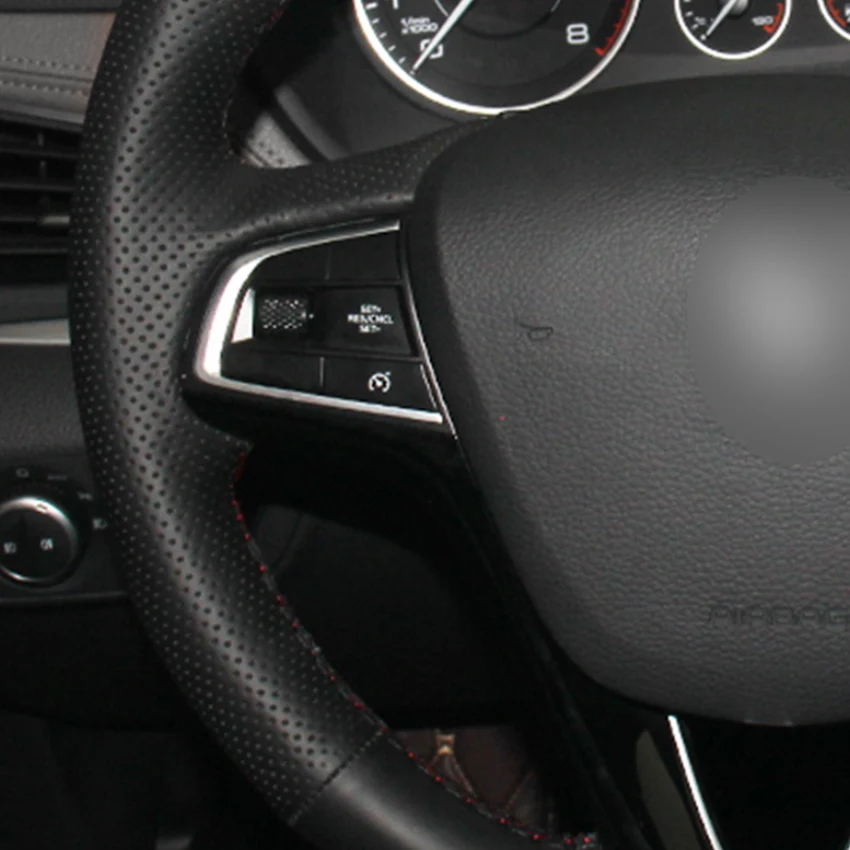 

LQTENLEO Black Genuine Leather Hand-stitched Car Steering Wheel Cover For Borgward BX5 BX6 BX7 BXi7