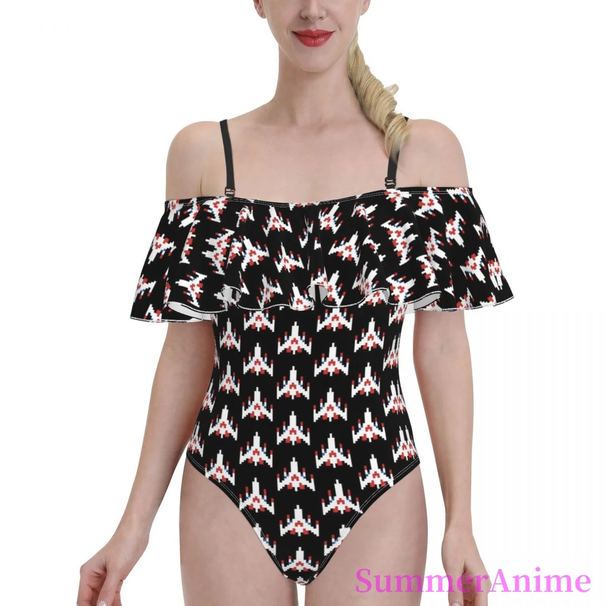 

Bikinis Retro Classic Arcade Exotic 2021 Women Flounce Swimsuit high Waist Swimwear Vintage 80s bathing suit SwimSuit