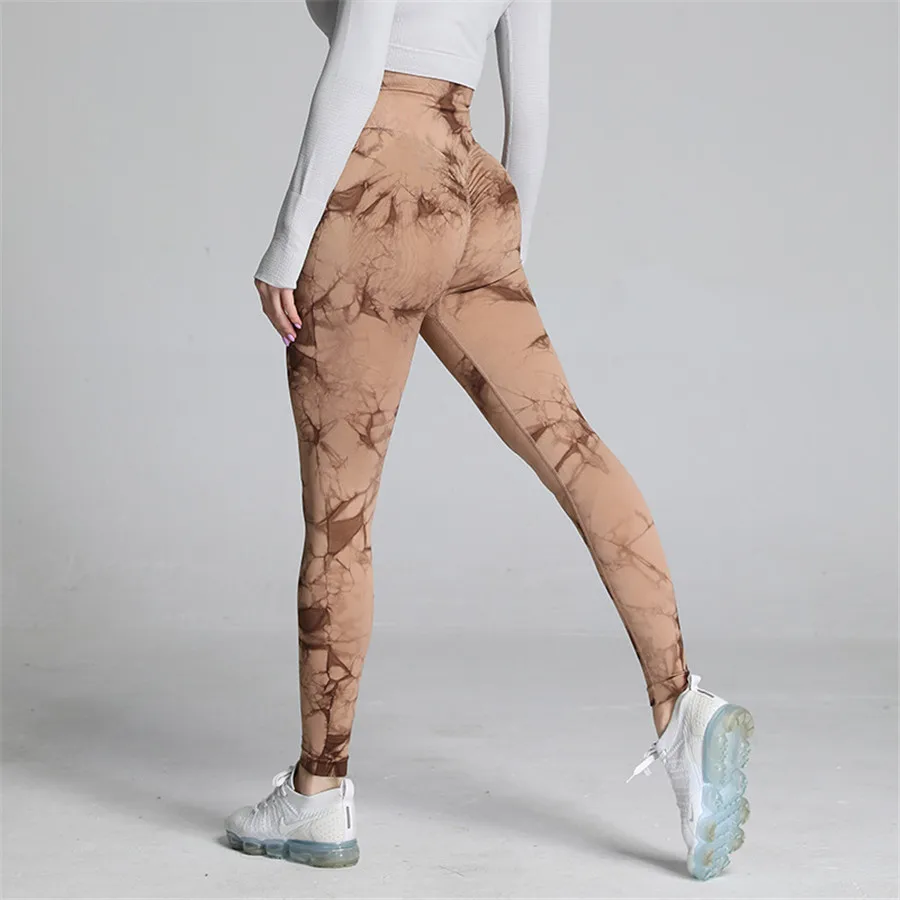 

New Tie Dying Seamless High Waist Leggings Women Yoga Trousers Running Workout Clothes Fitness Pants tie dye Yoga Pants