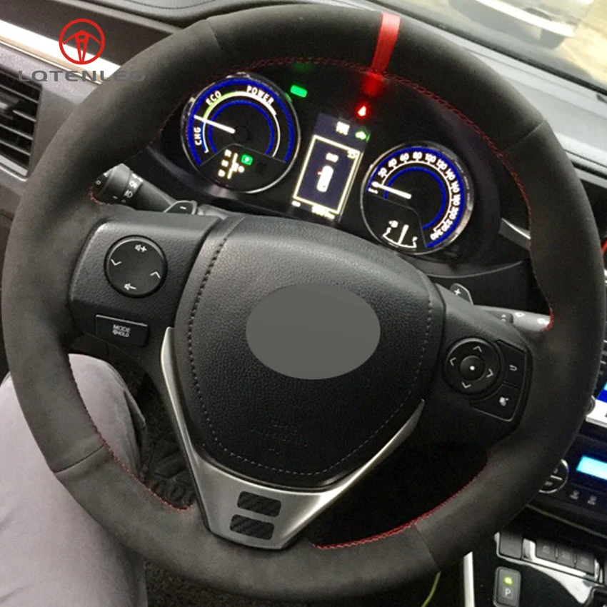 LQTENLEO черный замшевый чехол рулевого колеса автомобиля DIY для Toyota RAV4 2013 2019 Corolla 2014