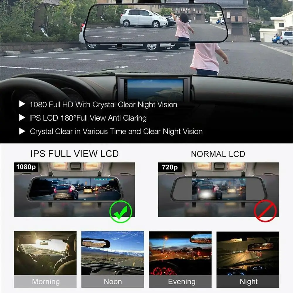 Хит продаж 10 дюймов HD 1080 P двойной объектив Автомобильный видеорегистратор