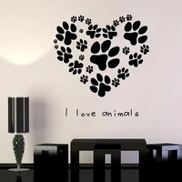 dog paw print cat wall stickers for living room pets veterinary clinic animal love vinyl wall decal decor pets shop art w381
