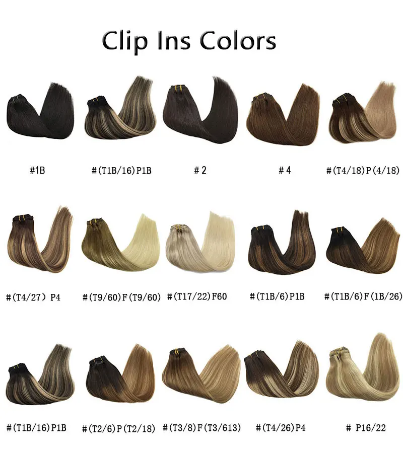 Extensiones de cabello humano Remy con Clip de cabeza completa extensiones de cabello liso de color negro a marrón claro rubio miel Ombre 120g