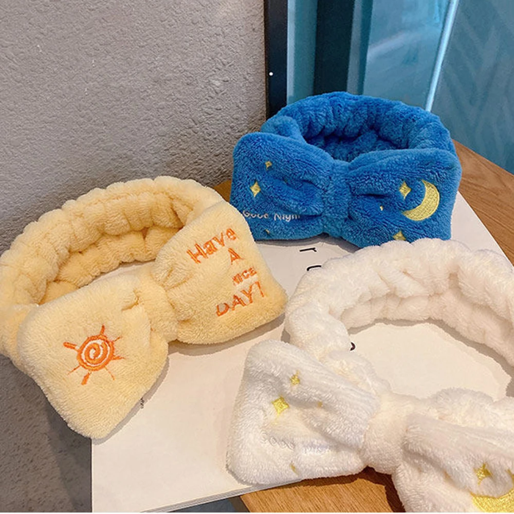 

Повязка на голову женская из кораллового флиса, милая мягкая эластичная лента с перекрестным верхом, тюрбан для мытья лица для девушек и жен...