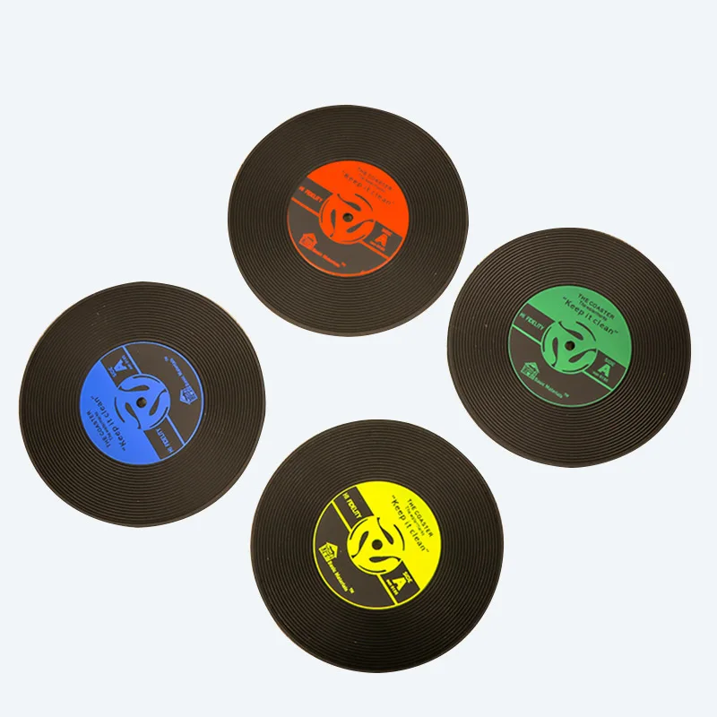 4 шт./компл. Ретро компакт дисков подставки для чашек с напитками коврик ПВХ