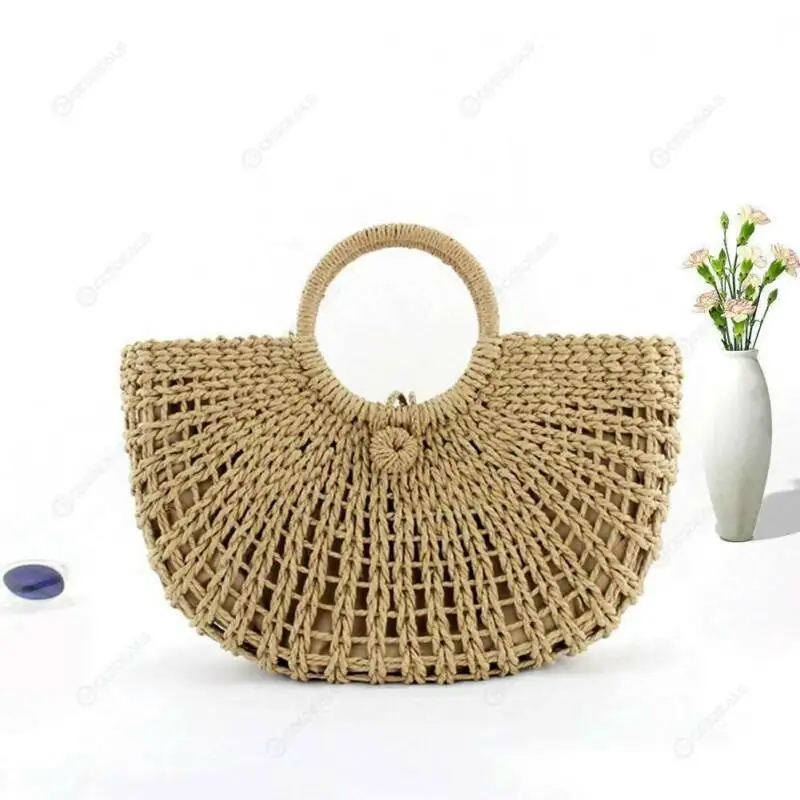 

US Ladies Rattan Straw Messenger Bag Woven Beach Bags Women Bucket Handbag Bags