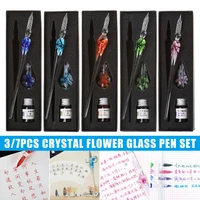 glass calligraphy pen crystal glass dip ink pen set non carbon ink signature pens writing tools puo88