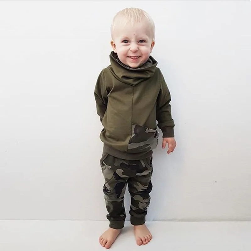 0-24M Autumn Spring Newborn Kids Camouflage set Baby Boys Long Sleeve Clothes T-shirt Tops + Pants Outfit Set |