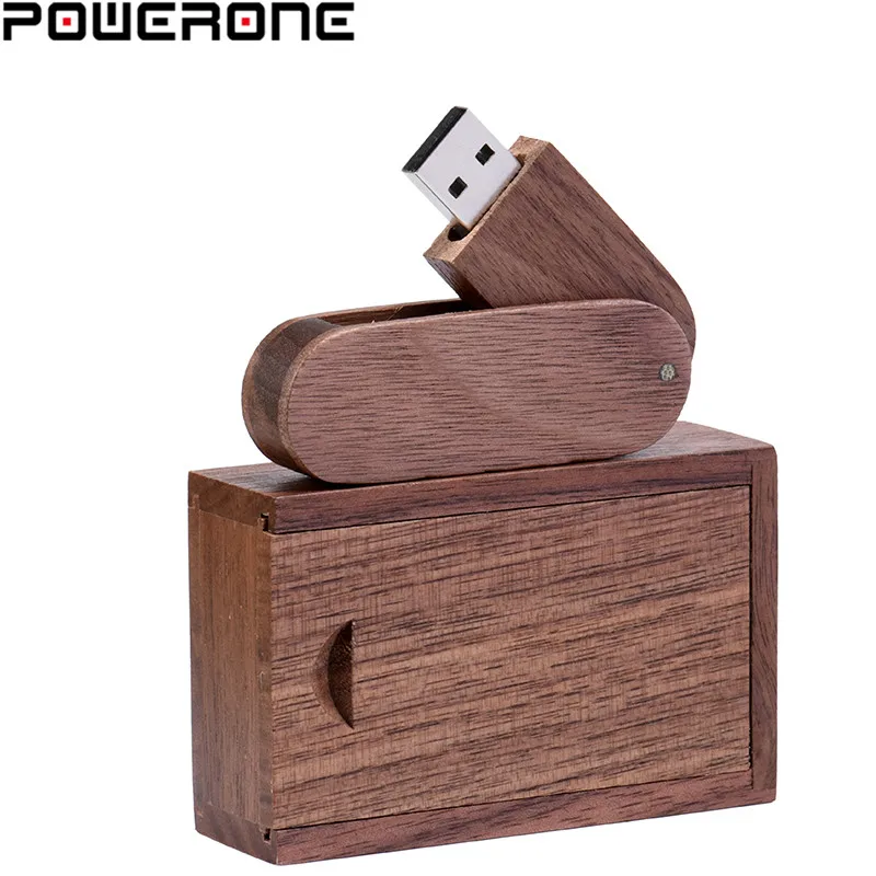 POWERONE(более 10 шт. бесплатный логотип) деревянный USB флэш-накопитель Флешка 8 ГБ 16 ГБ 32 ГБ 64 Гб вращение usb+ коробка карта памяти фотография