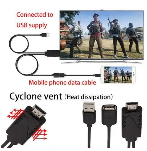 1080P HDMI цифровой AV ТВ Кабель HDMI к USB Женский/мужской адаптер охлаждающее отверстие для HD tv подключение зеркального литья к iOS Android телефон