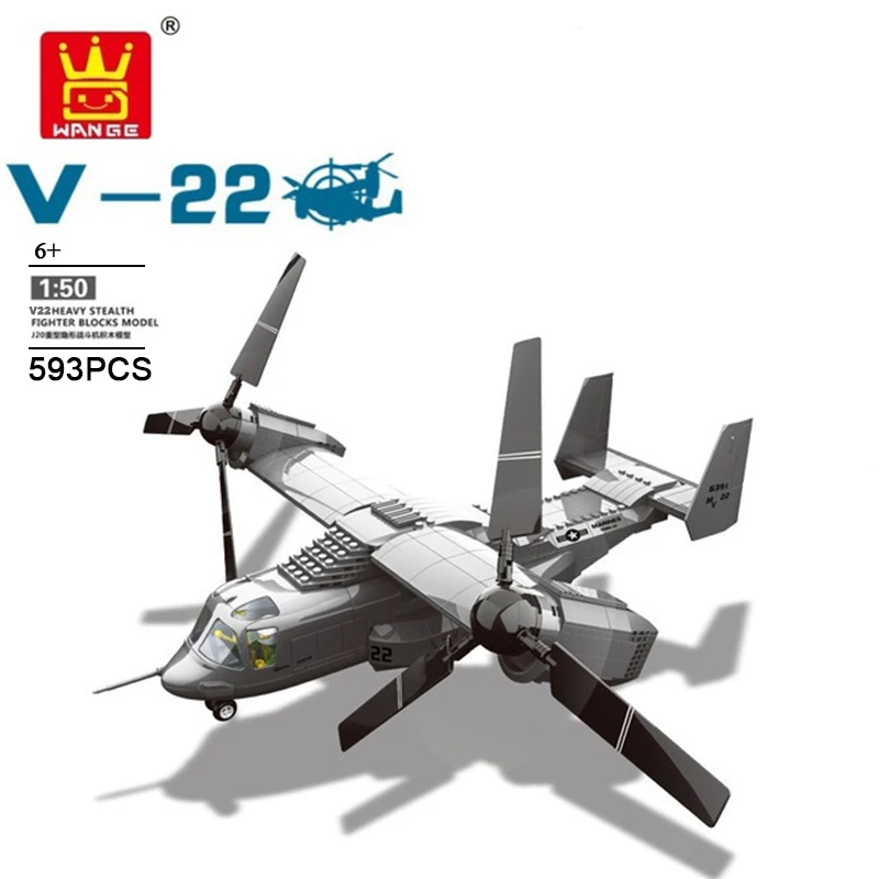 V22 NO BOX Wange Technic современный военный вертолет лесет военные самолеты военный корабль Истребитель модель самолета строительные блоки кирпичи игрушки мальчик Gfits - Цвет: V22 NO BOX