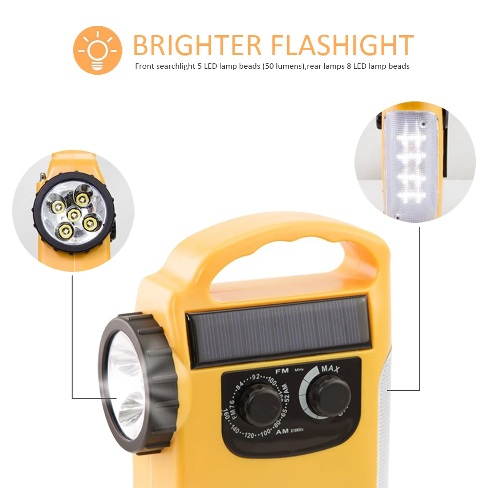 RD339 Emergency Weather AM/FM Radio Dynamo Light Solar Hand Crank Self Powered LED Lantern Charger Power Bank | Электроника