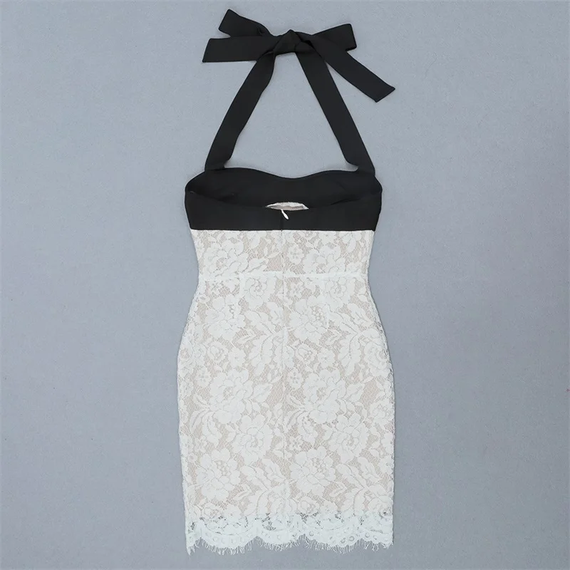 Женское вечернее Бандажное платье без рукавов белое кружевное платье-мини с