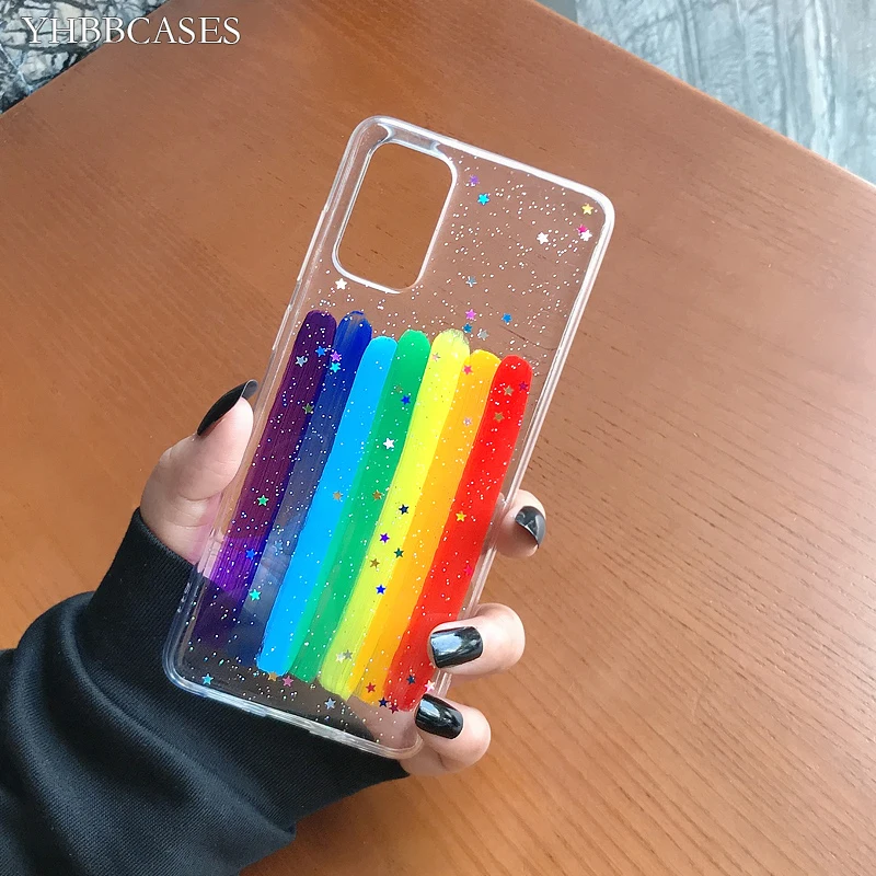 YHBBCASES Chic S20 ультра блестящий Радужный прозрачный мягкий чехол для Samsung Galaxy S10 S8 S9 Plus
