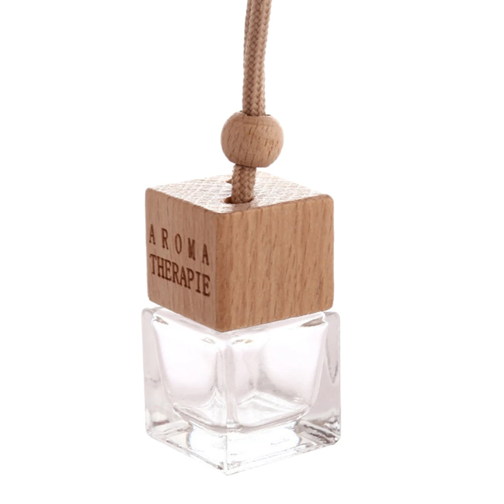 

1Pc Wood Glass Car Perfume Essential Oil Empty Bottle Pendant Air Freshener Hanging Ornament