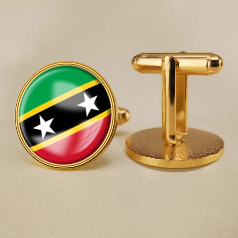 

Coat of Arms of Saint Kitts and Nevis Map Flag National Emblem Cufflinks