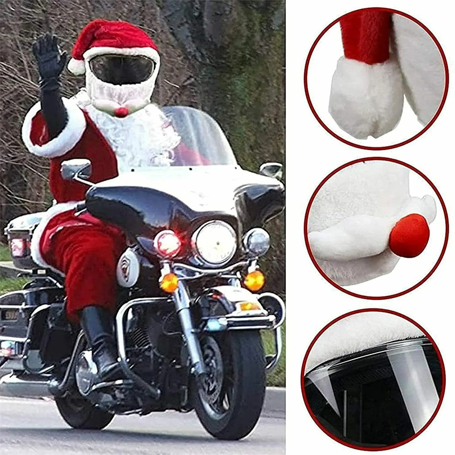 

Christmas Motorcyclebrand New And High Qualitya Claus Mobrand New High Qualitye Motorcycle Helmet Festival Clothes coral fleece