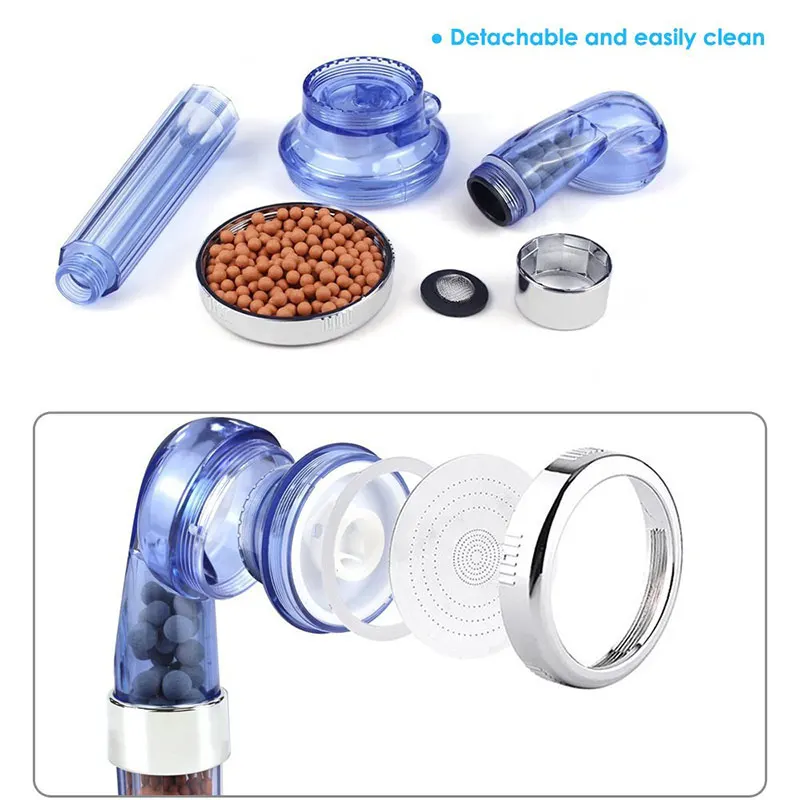 Negative Ion Filtered SPA Shower Head Handheld Water Saving Adjustable 3-Way Spray Nozzle Heads AC889 | Обустройство дома