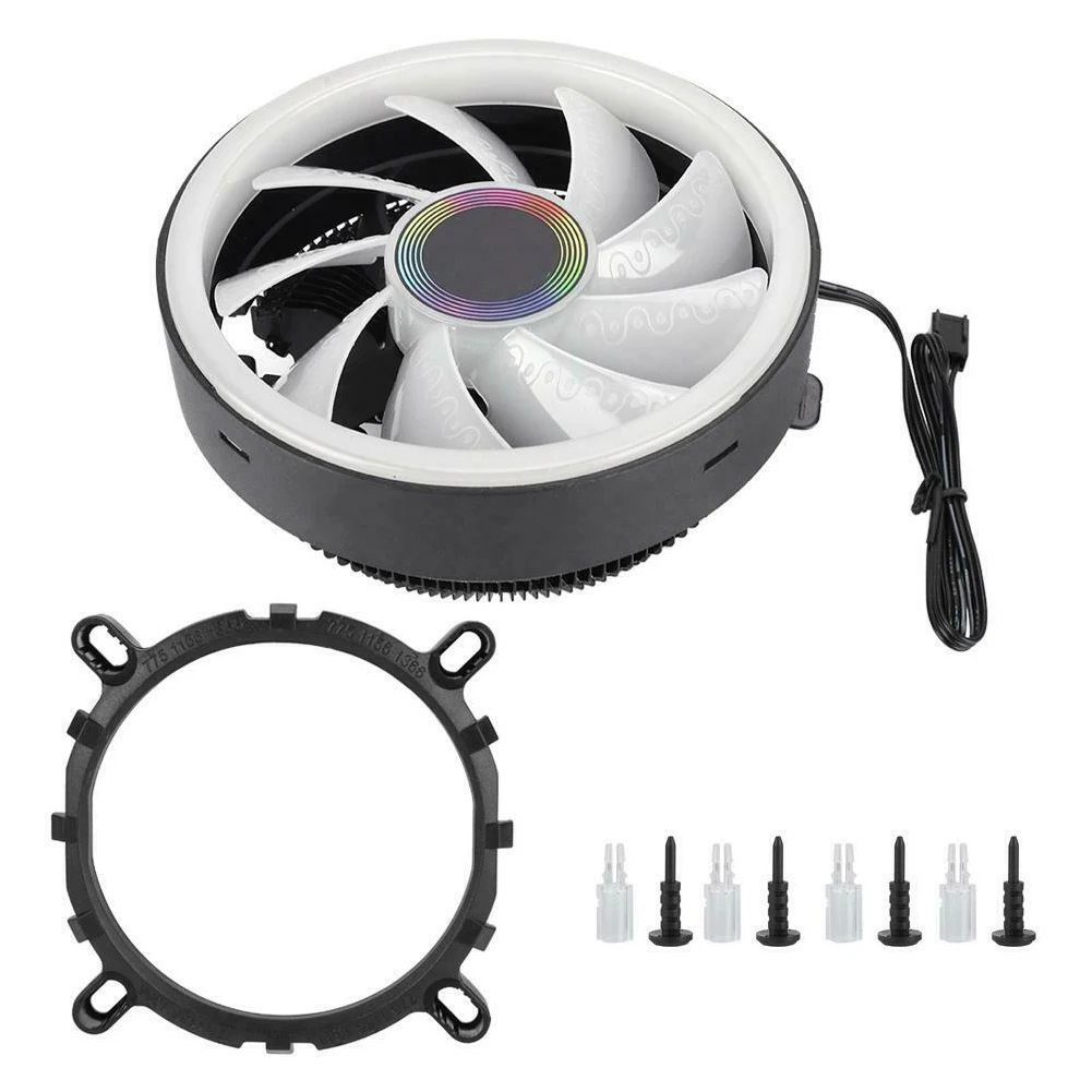 

12V 3Pin CPU Cooling FAN RGB Oil Bearing Durable 25dBA Quiet Colorful Light Radiator Fan for Intel for AMD Universal