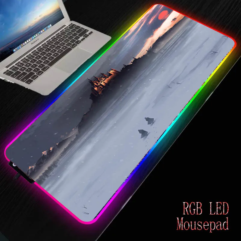 Игровой компьютерный коврик для мыши Mairuige Fantasy Castle RGB большой геймеров XXL XL