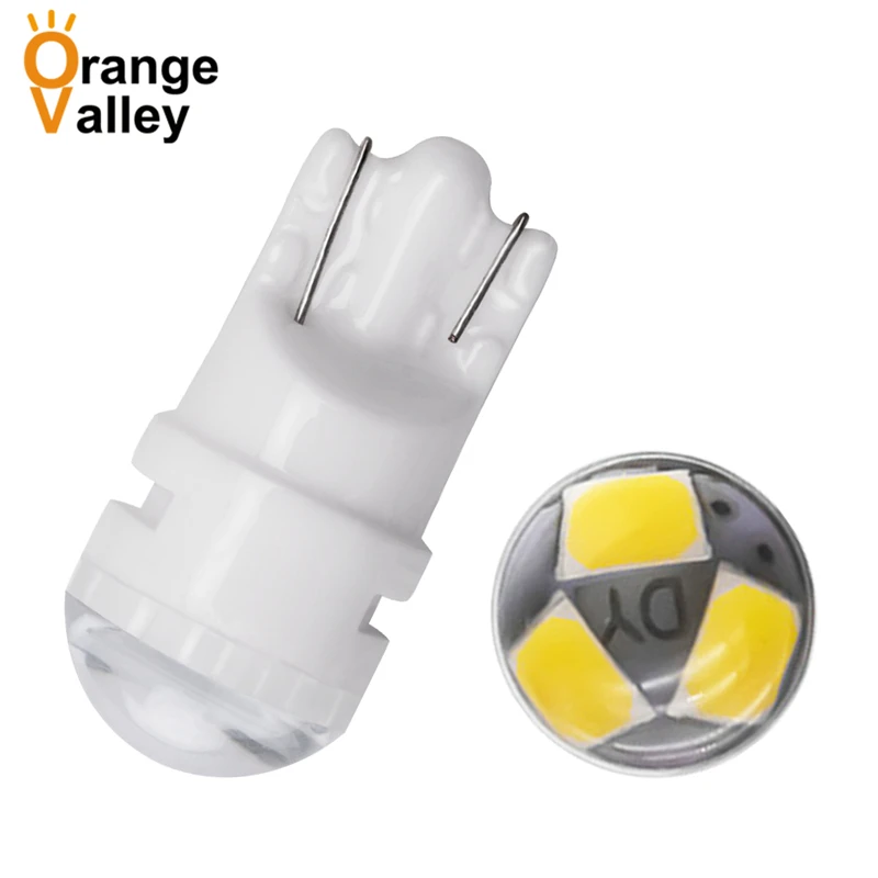 

500Pcs Car Light T10 LED Ceramic W5W 194 168 3 2835-SMD Dome License Map Lamp Parking Wedge lights Auto Bulb DC 12V 24V